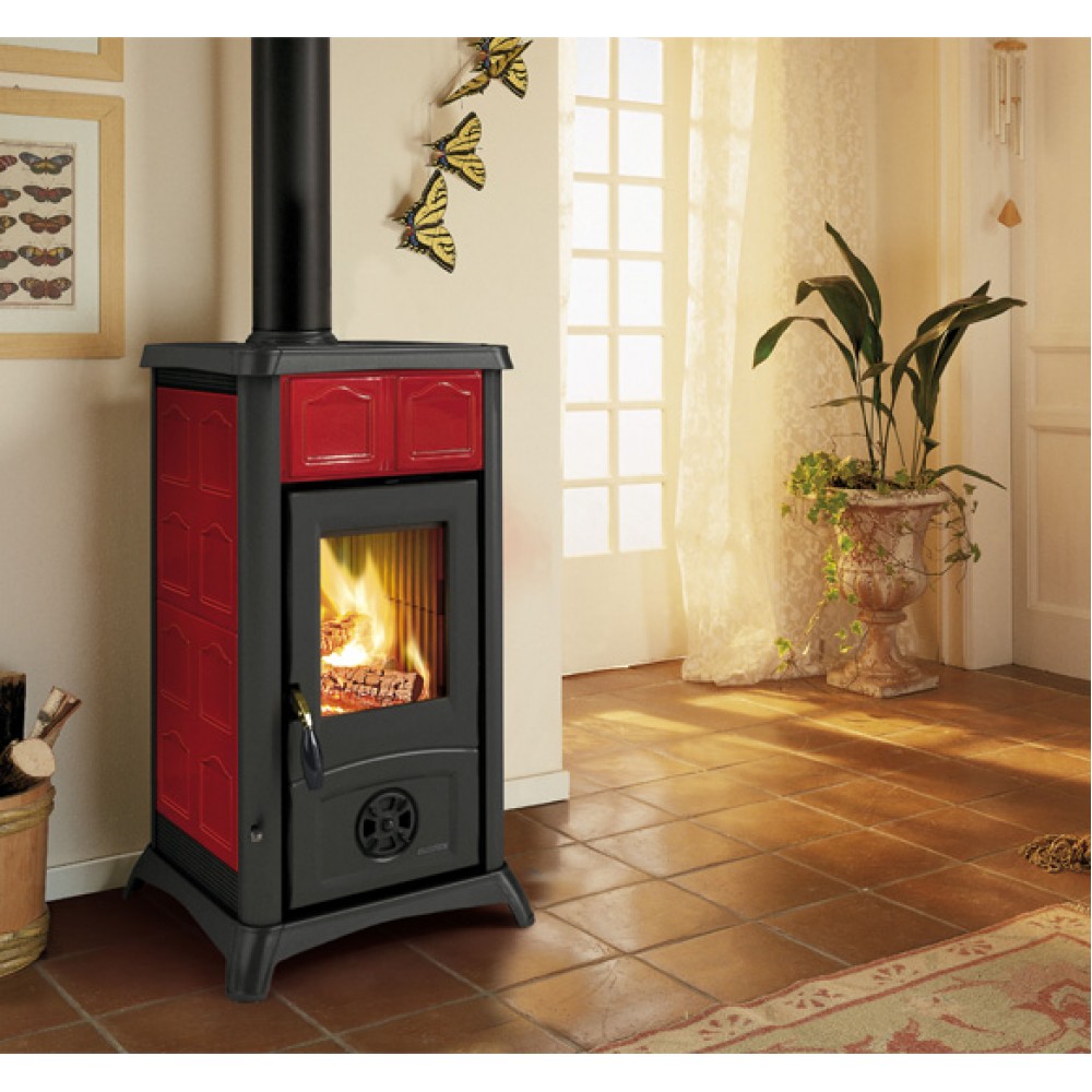 Ιταλική ξυλόσομπα  La Nordica Gemma Κόκκινη, 6.5kW | Σόμπες ξύλου | Ξυλόσομπες |