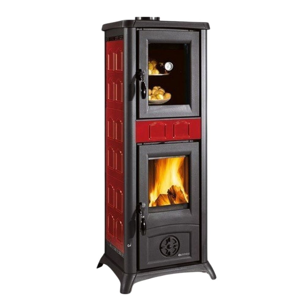 Ιταλική ξυλόσομπα με φούρνο La Nordica Gemma Forno κόκκινη, 7.3kW | Σόμπες ξύλου | Ξυλόσομπες |